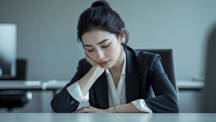 Tired Businesswoman At Her Desk