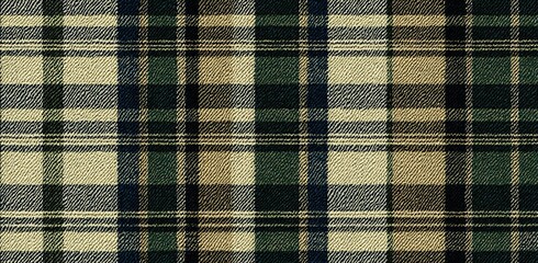 Plaid seamless pattern with earthy tones of green, brown, and blue, designed for menswear