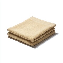 Stack of beige towels isolated on white background