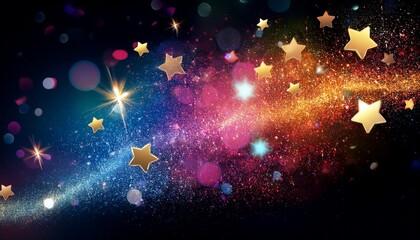 image of colourful spots and stars on black background