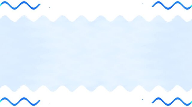 Rectangular with dashed lines, wavy, neon glowing blue square frame, horizontal frame on white background. Long flashing lines. Blank space for your own content in the middle.