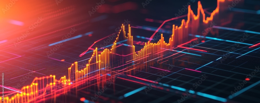 Aufkleber abstract digital financial chart with vibrant data visualization.