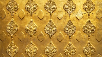 Intricate Gold Leaf Pattern on Decorative Surface with Detail