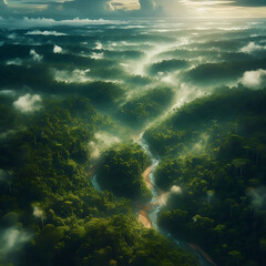 Aerial View of Rainforest River