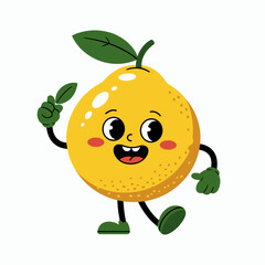 Cute Cartoon Yuzu Mascot with Happy Expression