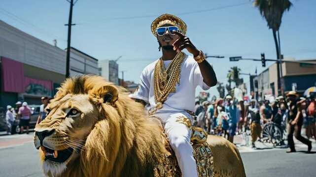 Rapper riding on a lion