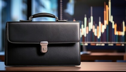 A sleek black briefcase on a polished desk underscores the significance of business strategy.