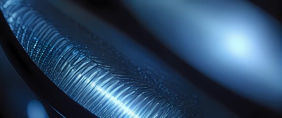 Close up of titanium alloy with micro detailing subtle blue gray hues shimmering in bright focused light