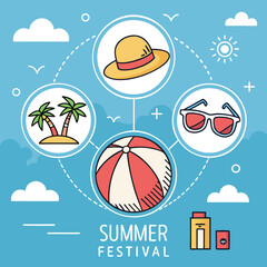 Hello Summer Beach Texture Colorful Text Creative