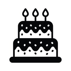Download this latest glyph icon of cake with burning candles