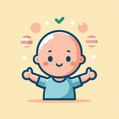 vector image of a bald child
