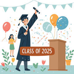 class of 2025 education text vector 