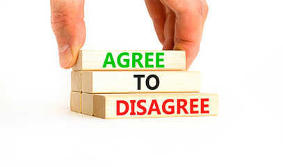 Agree to disagree symbol. Concept words Agree to disagree on beautiful wooden block. Businessman's...