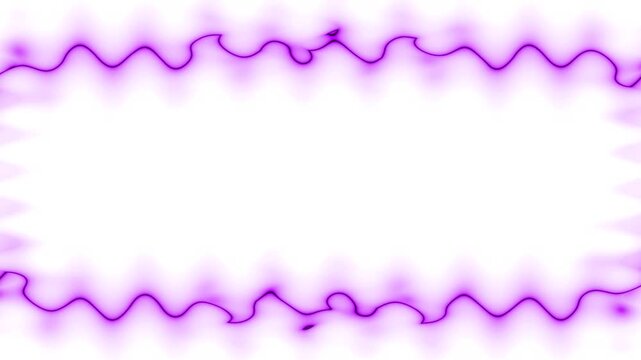 Emerging wavy pink horizontal rectangular neon long lines forming a frame. In the middle there is a white field for your own content. ECG lines, impulses.