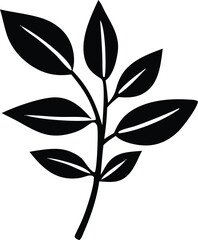 Black and green leaves and black and white leaves show nature's plant design with a silhouette of a tree branch, an eco symbol of foliage