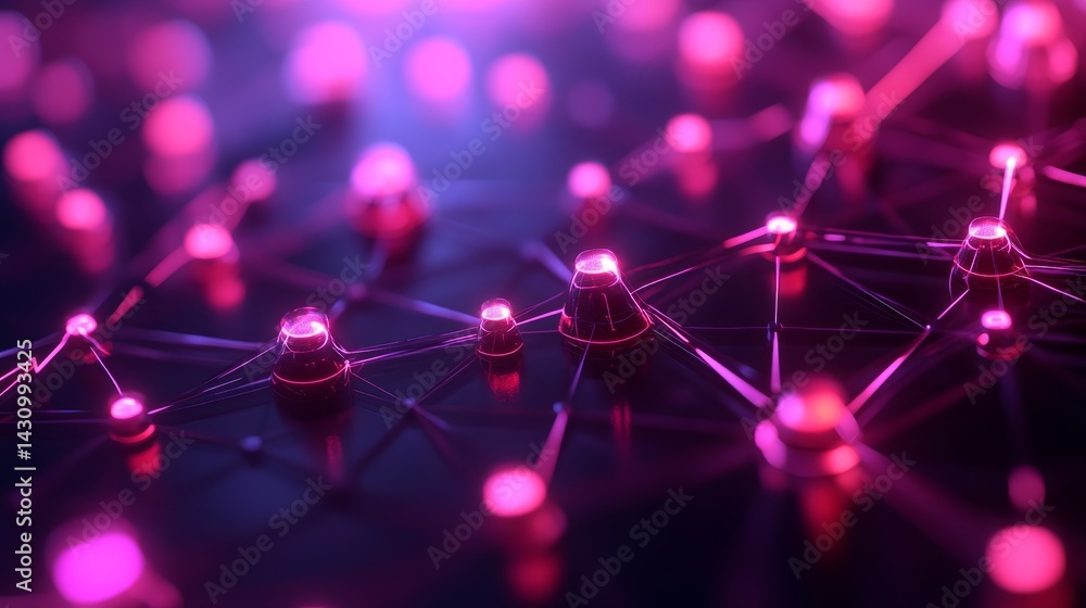 Poster futuristic data science concept with glowing graphs, data streams, and neural network nodes connecte