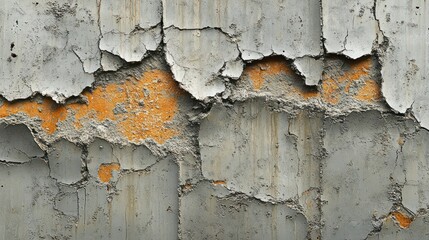 Abstract Grey and Orange Cracked Concrete Wall Texture