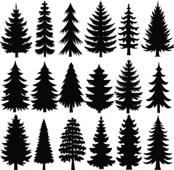 Obraz premium This seamless vector pattern illustrates a green winter forest with fir and pine trees, perfect for holiday and Christmas decoration with a natural, woodsy design