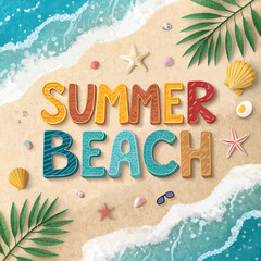 Hello Summer Beach Texture Colorful Text Creative