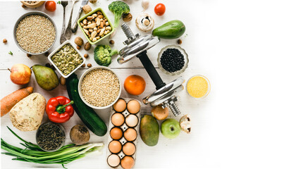 Healthy food and diet food for every day after sports.