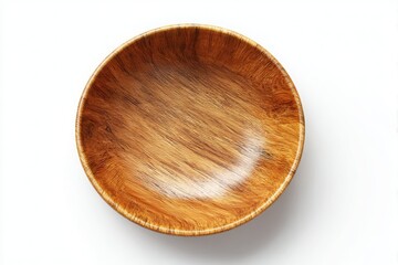 Wooden bowl top view isolated on white background