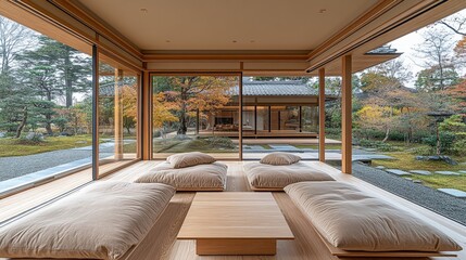Japanese Modern House, Garden View, Living Room