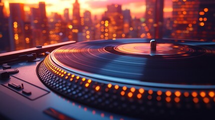 Urban sunset DJ turntable