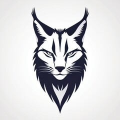 Fototapeta premium Stylized lynx head illustration featuring bold lines and fierce expression against a clean background