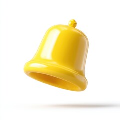 Shiny yellow bell notification isolated on white background