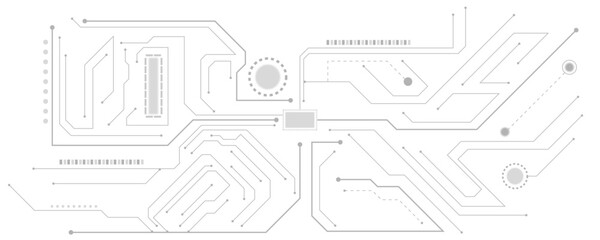 Abstract white gray digital technology futuristic circuit board background design.