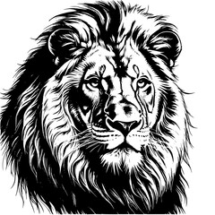 Obraz premium Black and white vector image of a lion standing on its hind legs, showcasing its powerful stance and majestic features.