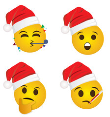 a yellow emoji face with a smile emoji, happy Christmas,  emoji Christmas face, whats app emoji, reaction smiley, Christmas smiley, 