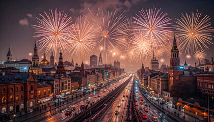 Fireworks Over the Moscow City