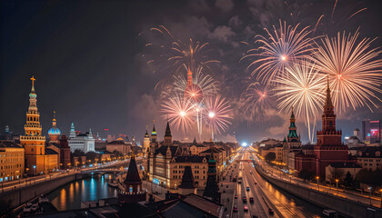 Fireworks Over the Moscow City