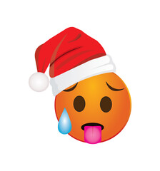 a yellow emoji face with a smile emoji, happy Christmas,  emoji Christmas face, whats app emoji, reaction smiley, Christmas smiley, 
