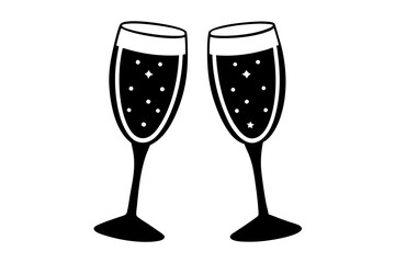 champagne glasses vectoe on white background