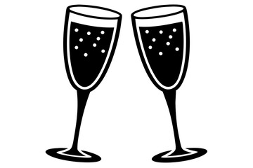 champagne glasses vectoe on white background