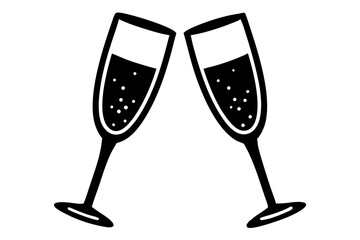 champagne glasses vectoe on white background