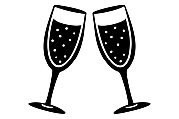 champagne glasses vectoe on white background