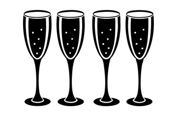 champagne glasses vectoe on white background