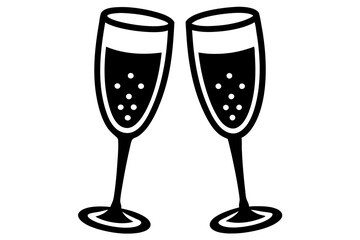champagne glasses vectoe on white background