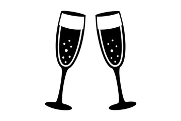 champagne glasses vectoe on white background