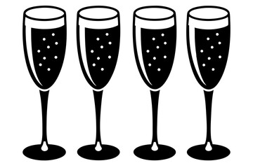 champagne glasses vectoe on white background