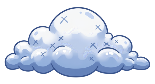 Melancholy Cloud An animated sad cloud floats in the void with stitchedup damage and a glum expression