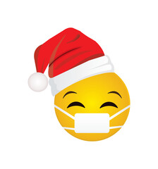 a yellow emoji face with a smile emoji, happy Christmas,  emoji Christmas face, whats app emoji, reaction smiley, Christmas smiley, 