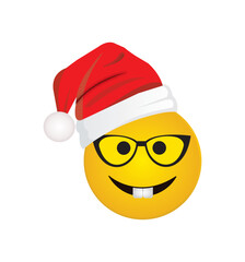 a yellow emoji face with a smile emoji, happy Christmas,  emoji Christmas face, whats app emoji, reaction smiley, Christmas smiley, 