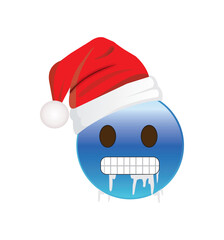 a yellow emoji face with a smile emoji, happy Christmas,  emoji Christmas face, whats app emoji, reaction smiley, Christmas smiley, 