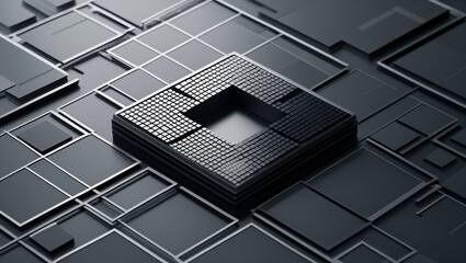 Abstract dark metal square grid technology background innovation concept