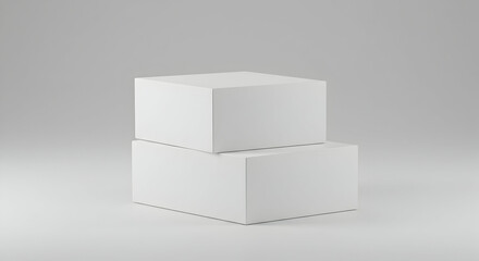 Naklejka premium Blank white stacked boxes product packaging mockup minimal design presentation template on gray background