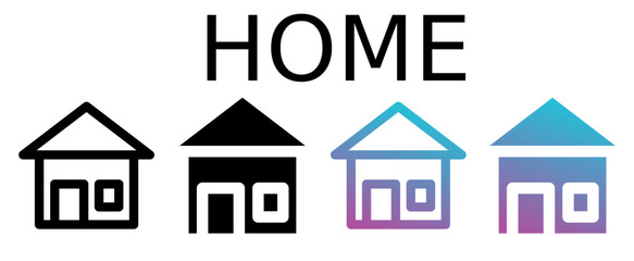 Home icon sheet with line, glyph, gradient multistyle collection of elements for design